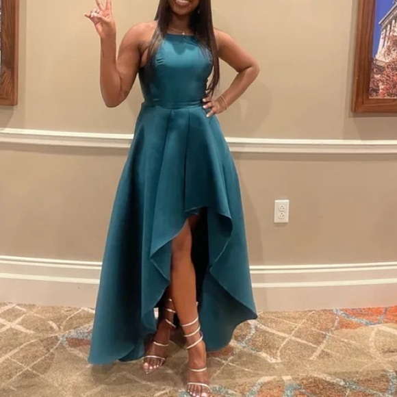 NWOT Broadway Show Emerald Green High-Low Maxi Dress - Picture 5 of 10